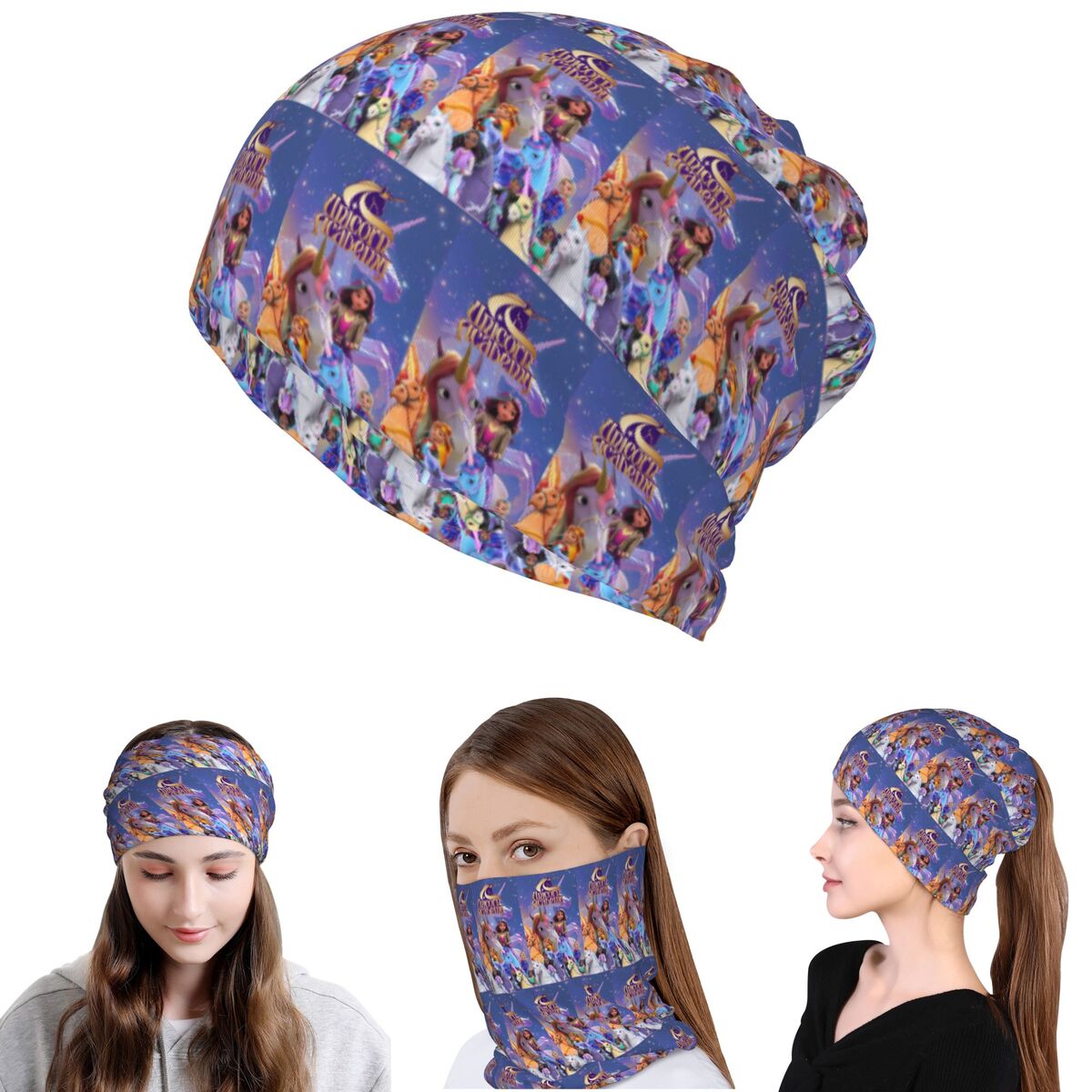 Knit Beanie Hat Warm - Unicorn Academy Bandana Neck Gaiter Magic