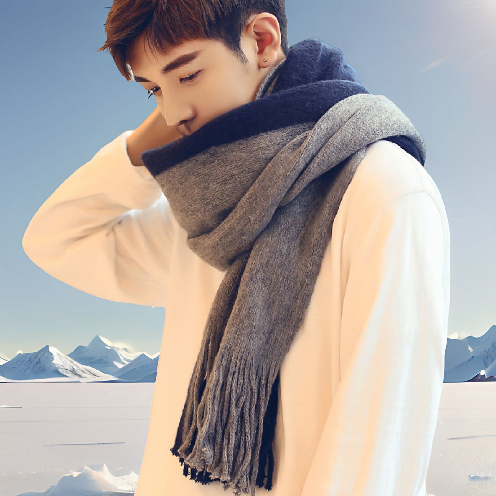 Designer Patchwork Patchwork S - Wool Scarf Men ulasan dan harga