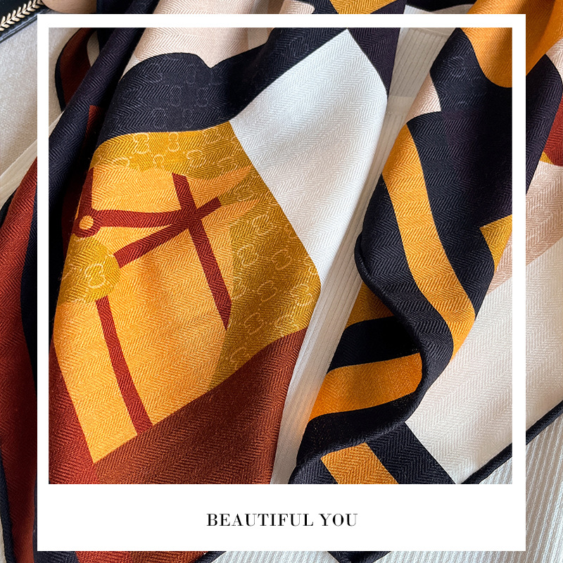 Geometric Segmented Abstract H - Shawl Wrap Winter ulasan dan harga