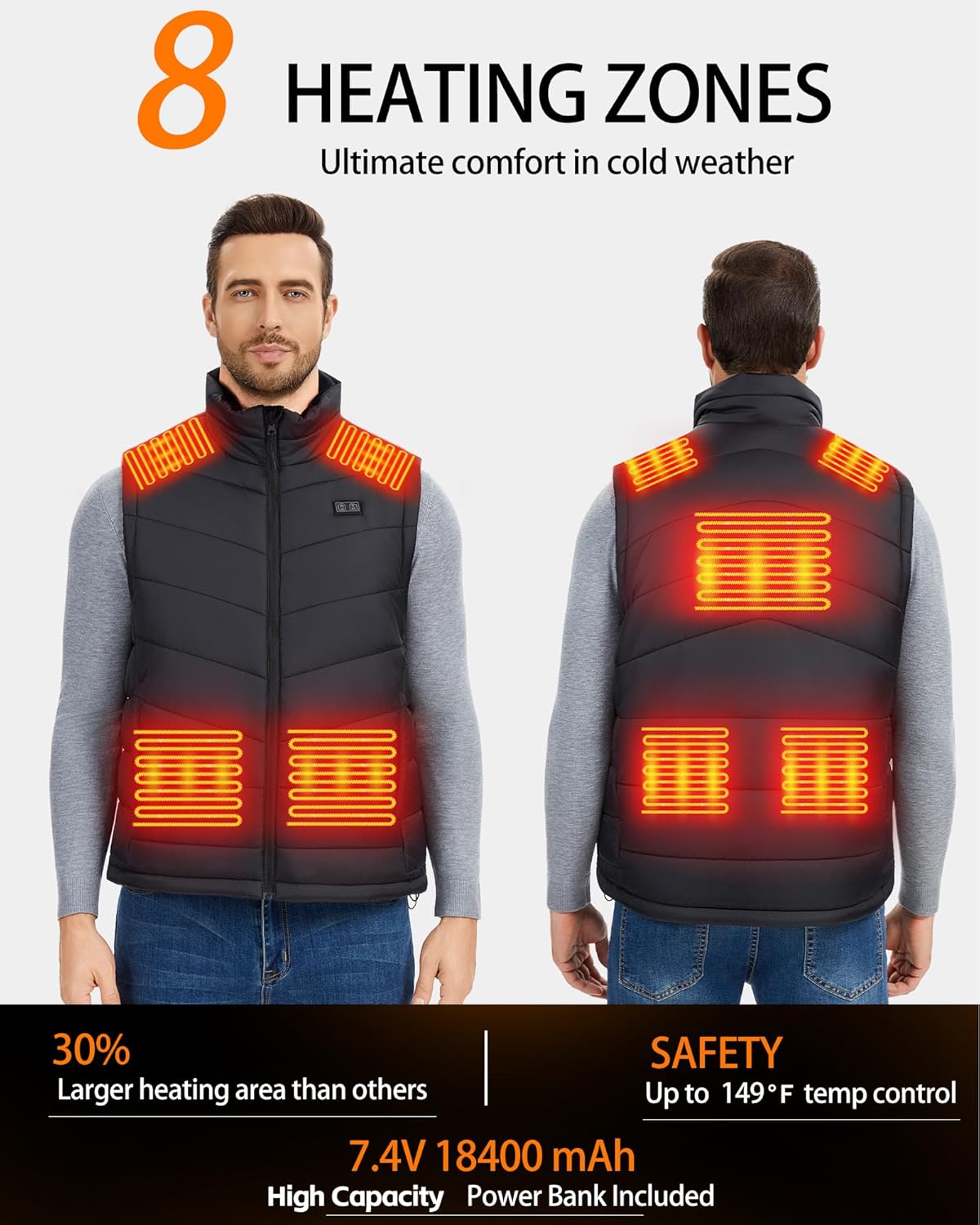 Men's Heated Vest with 18400mA - Heated Vest Battery ulasan dan harga