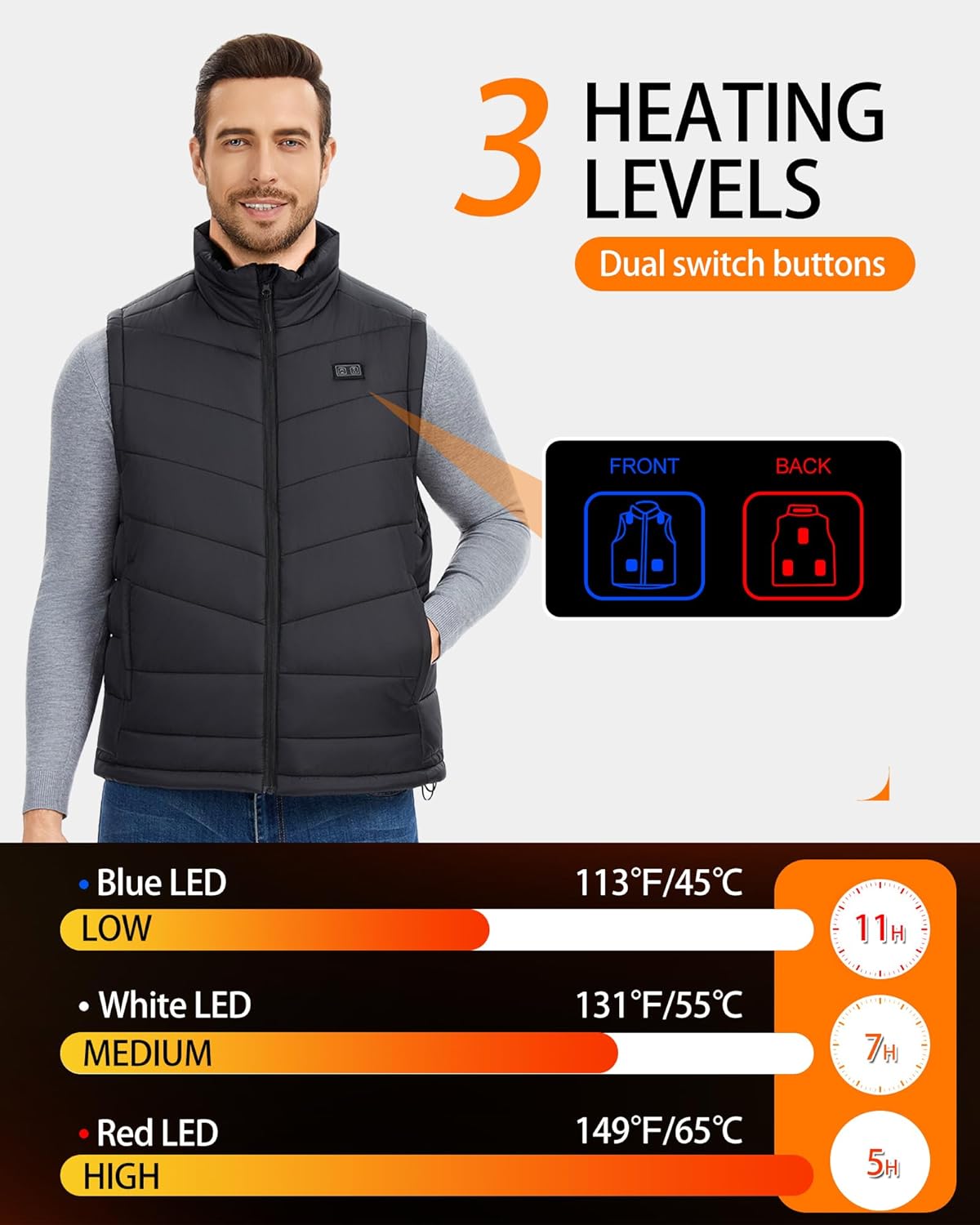 Men's Heated Vest with 18400mA - Heated Vest Battery ulasan dan harga
