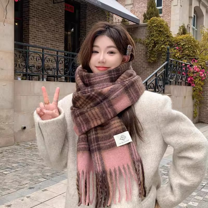 Purple Plaid Scarf Women's Aut - Wool Scarf Men ulasan dan harga