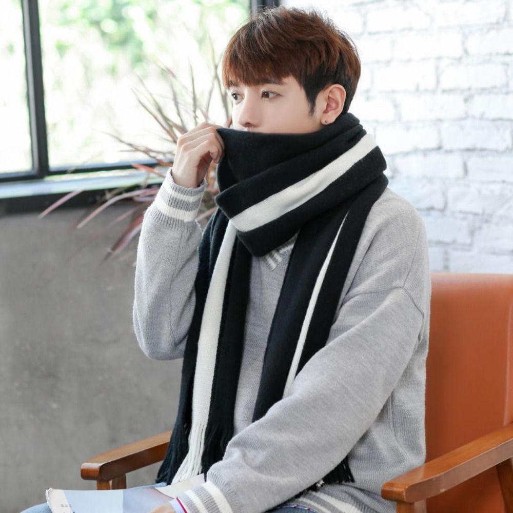 Retro Korean Style Men Cashmer - Wool Scarf Men ulasan dan harga