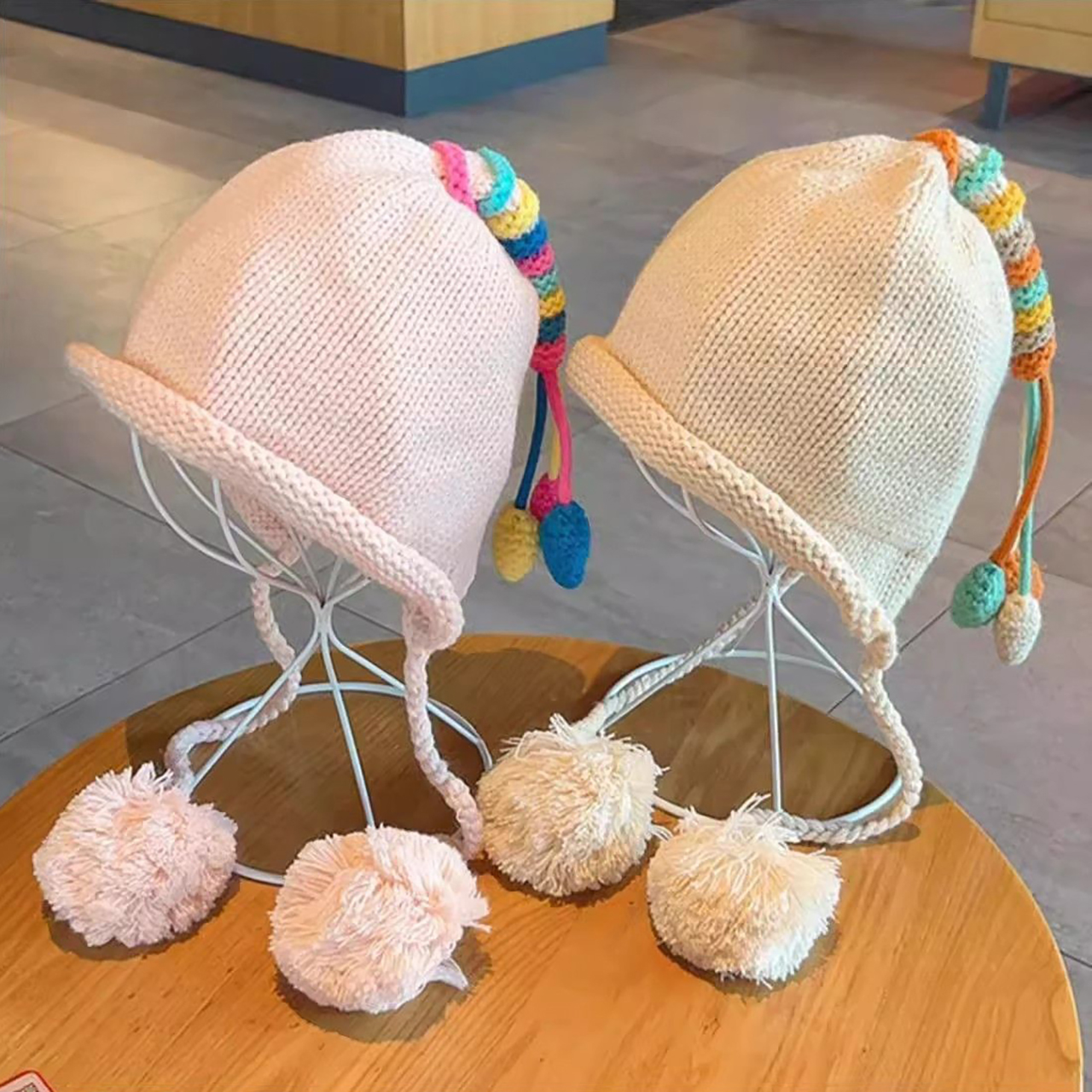 Rainbow Tail Children Ear Prot - Knit Beanie Hat Warm ulasan dan harga