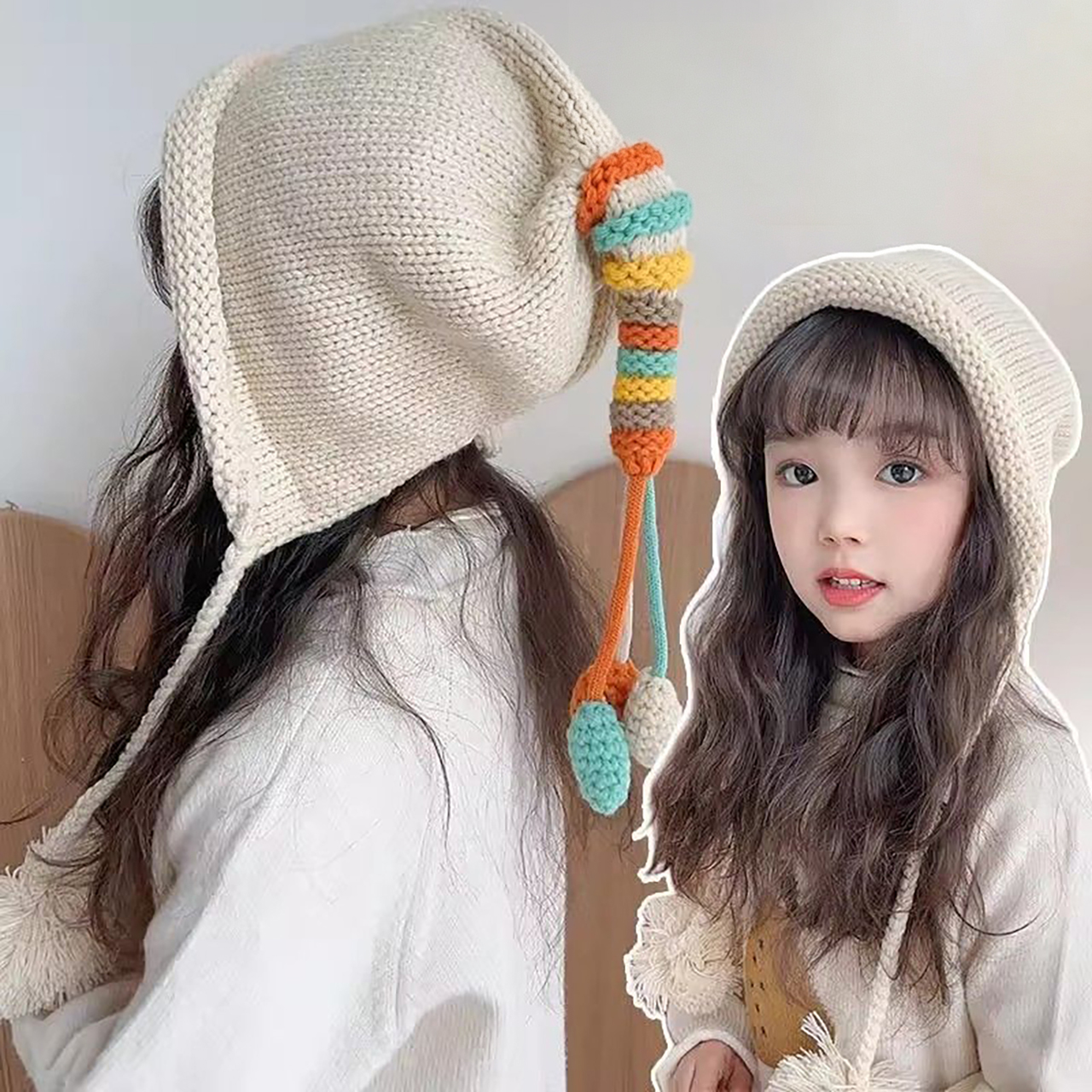 Rainbow Tail Children Ear Prot - Knit Beanie Hat Warm ulasan dan harga