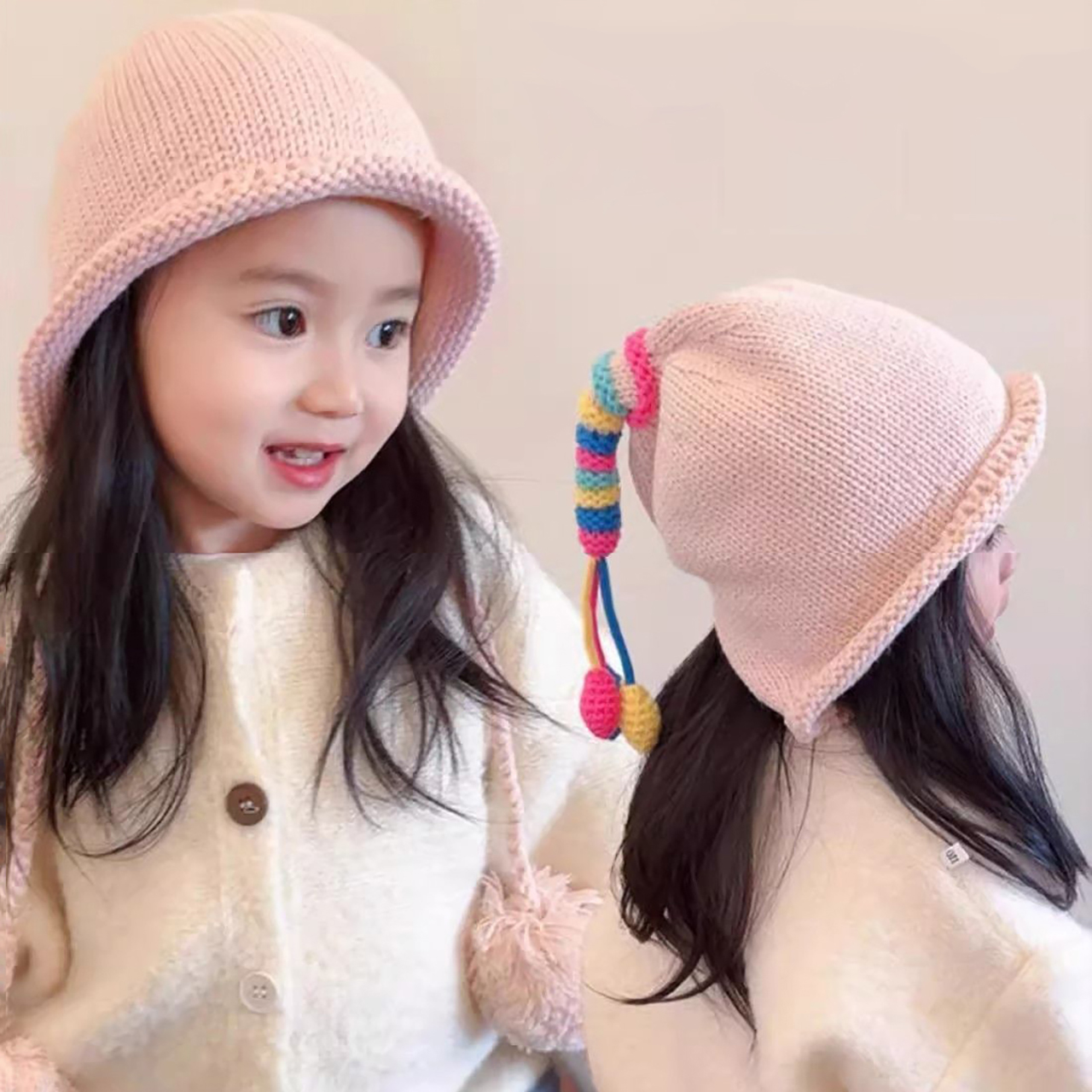 Rainbow Tail Children Ear Prot - Knit Beanie Hat Warm ulasan dan harga