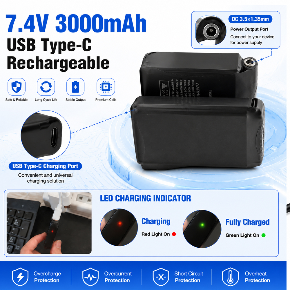 7.4V 3000mah Heated Gloves Bat - Heated Vest Battery ulasan dan harga