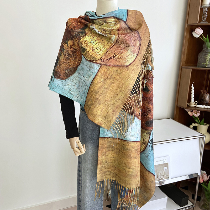 Van Gogh's Oil Painting Cashme - Cashmere Pashmina Wrap ulasan dan harga