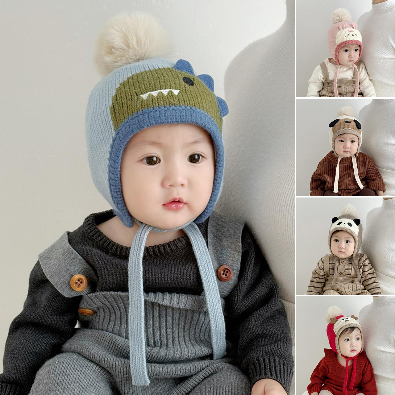 Cute Cartoon Animals Pompom Ha - Knit Beanie Hat Warm ulasan dan harga