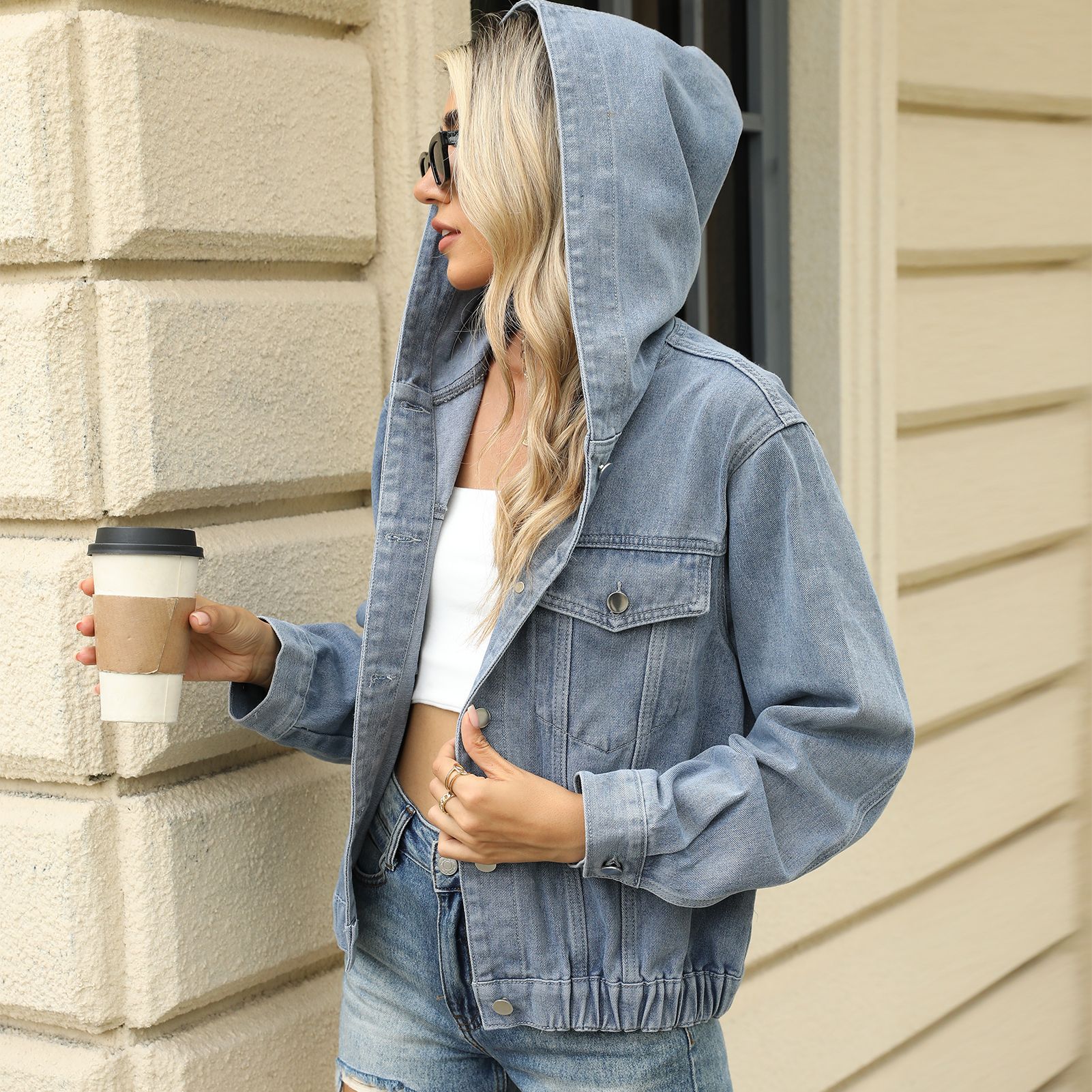 Women Denim Jacket Hooded Coat - Down Jacket Packable ulasan dan harga