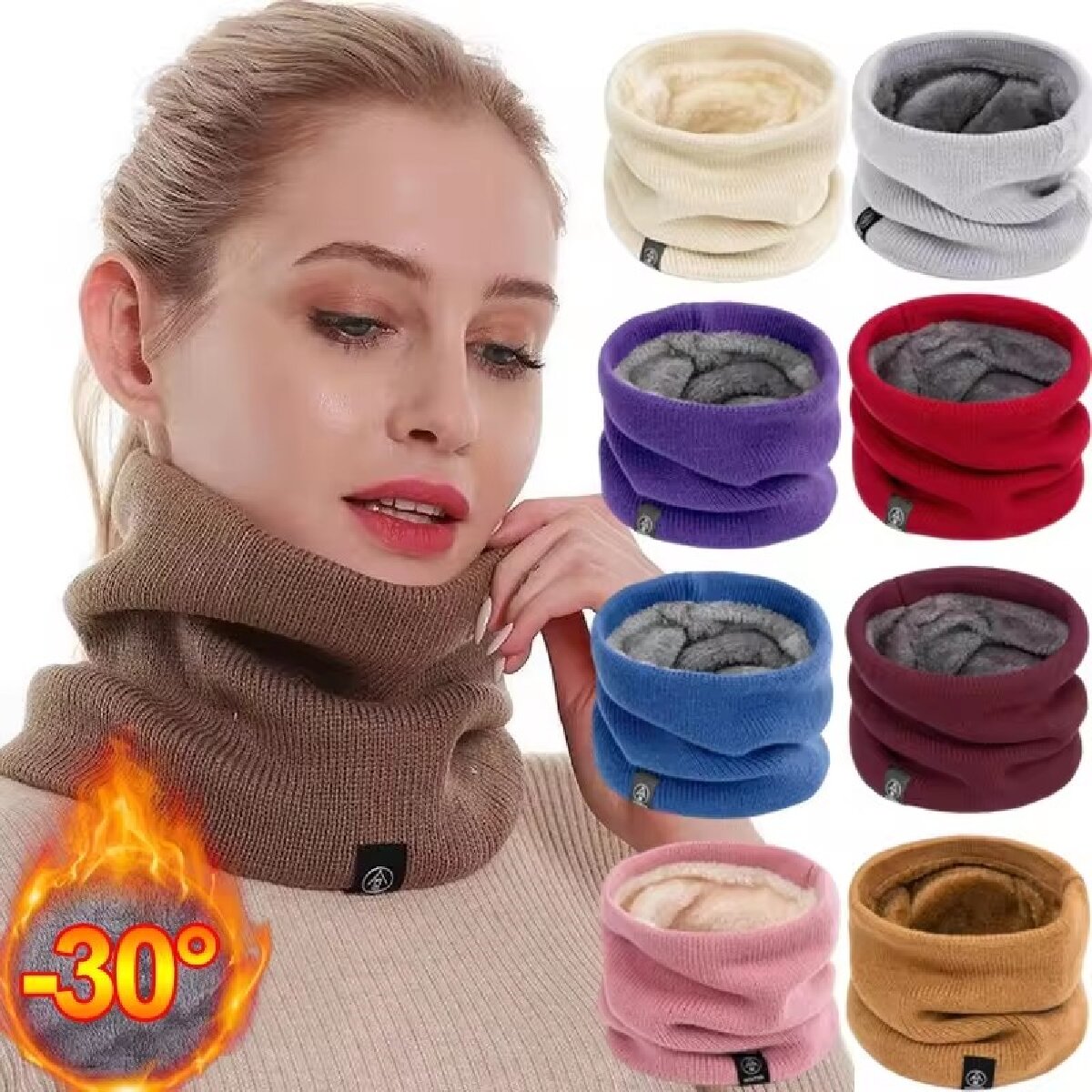 Solid Winter Plush Muffler Woo - Neck Gaiter Fleece ulasan dan harga