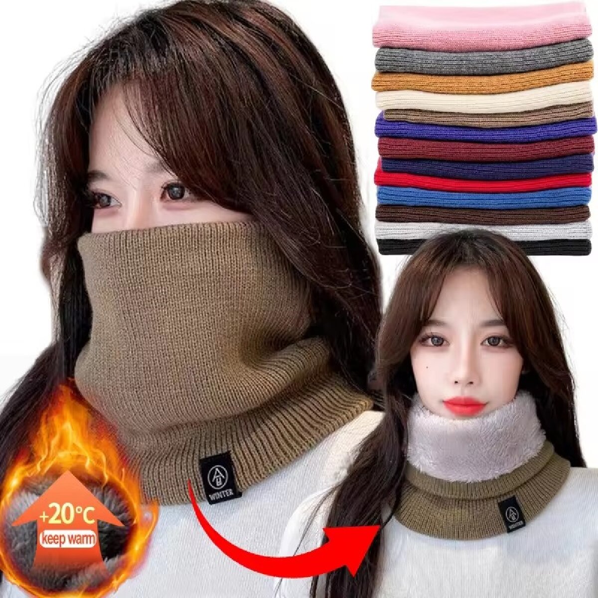 Solid Winter Plush Muffler Woo - Neck Gaiter Fleece ulasan dan harga