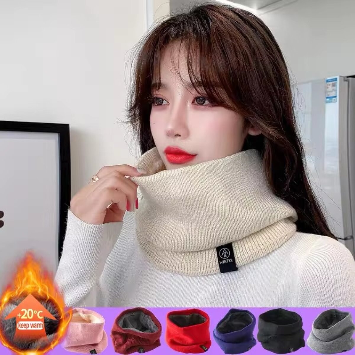 Solid Winter Plush Muffler Woo - Neck Gaiter Fleece ulasan dan harga