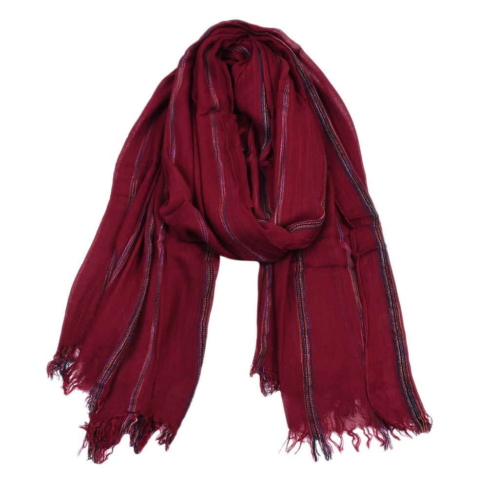 Cotton Linen Fashion Striped M - Wool Scarf Men ulasan dan harga