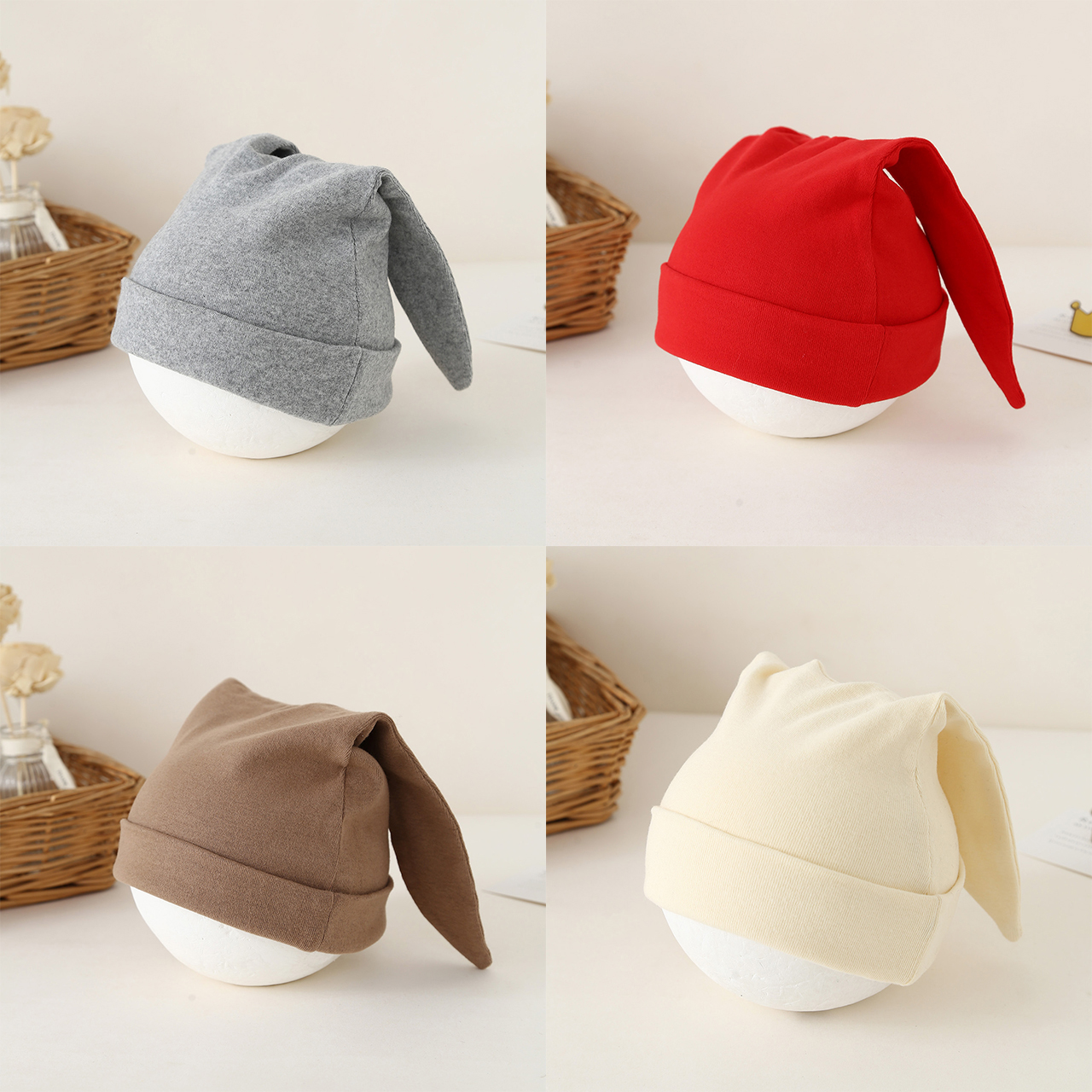 Cute Lop-eared Newborn Fetal H - Knit Beanie Hat Warm ulasan dan harga